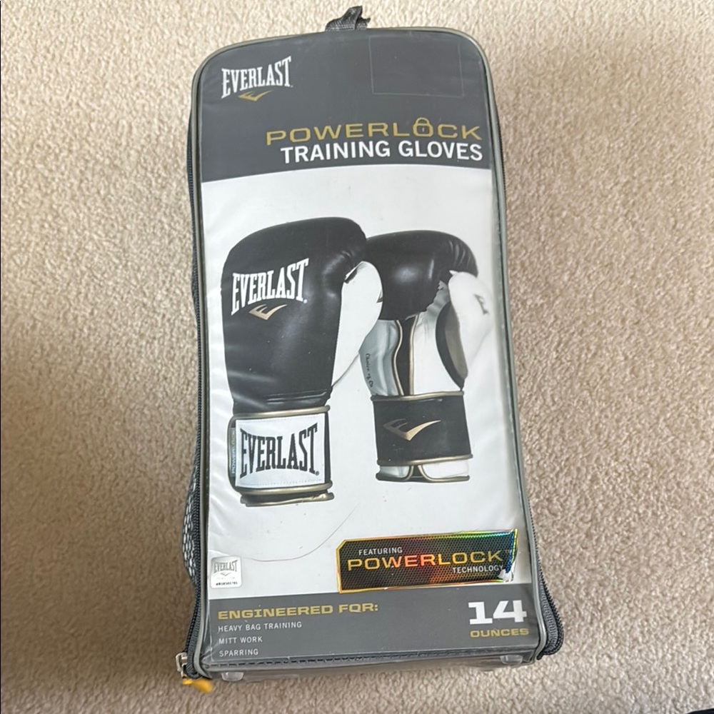Everlast Powerlock Boxing Gloves - Black and White
